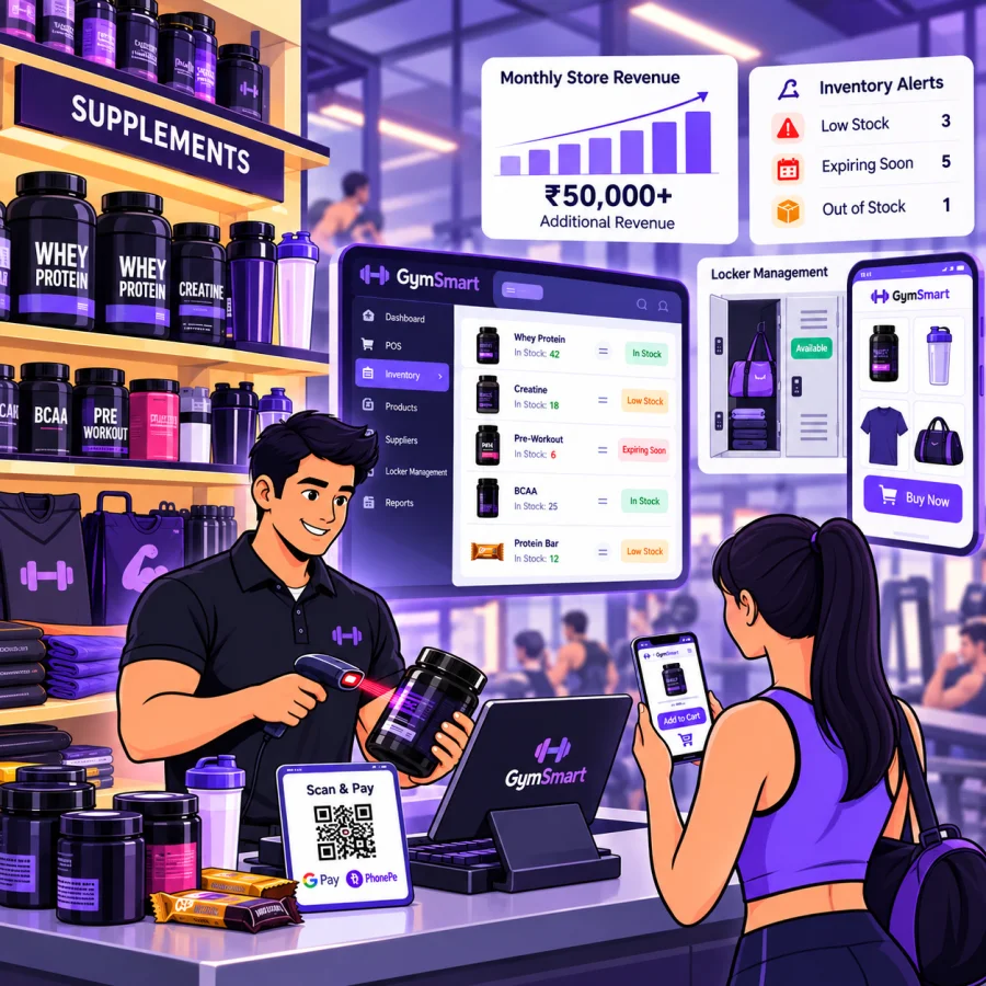 Gym Inventory & Supplement POS Management: How to Add ₹50,000+ Monthly Secondary Revenue