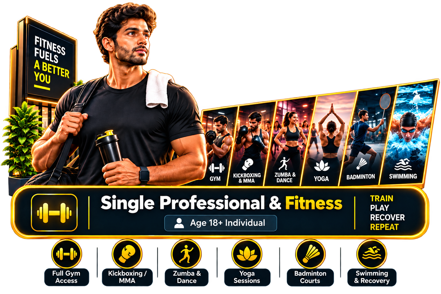 Single Professional Fitness 3D Badge