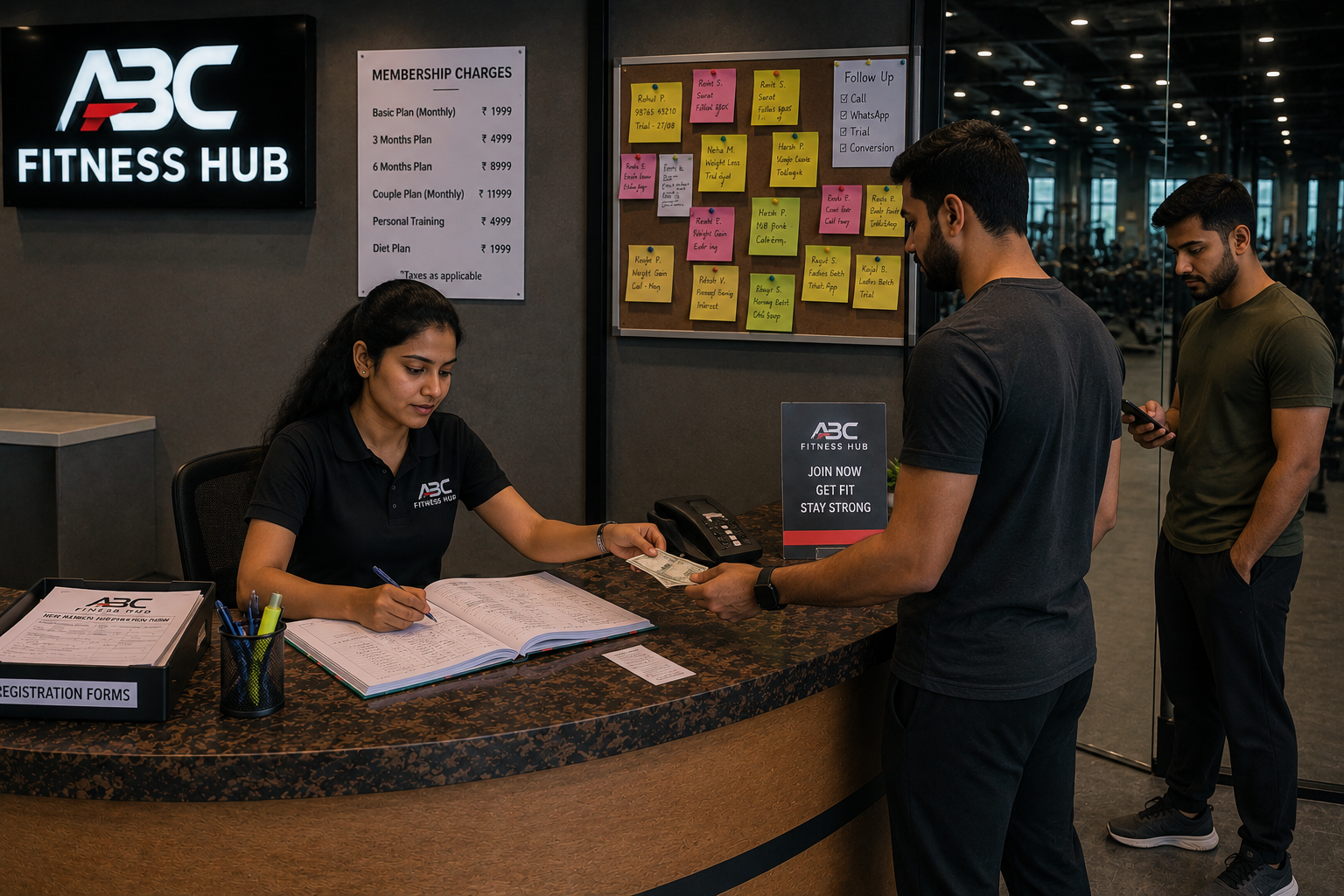 Traditional Gym Membership Cash and Paper Receipts