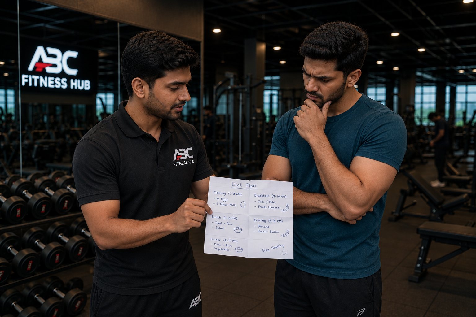 Traditional Gym Handwritten Diet Plan Scrap Paper