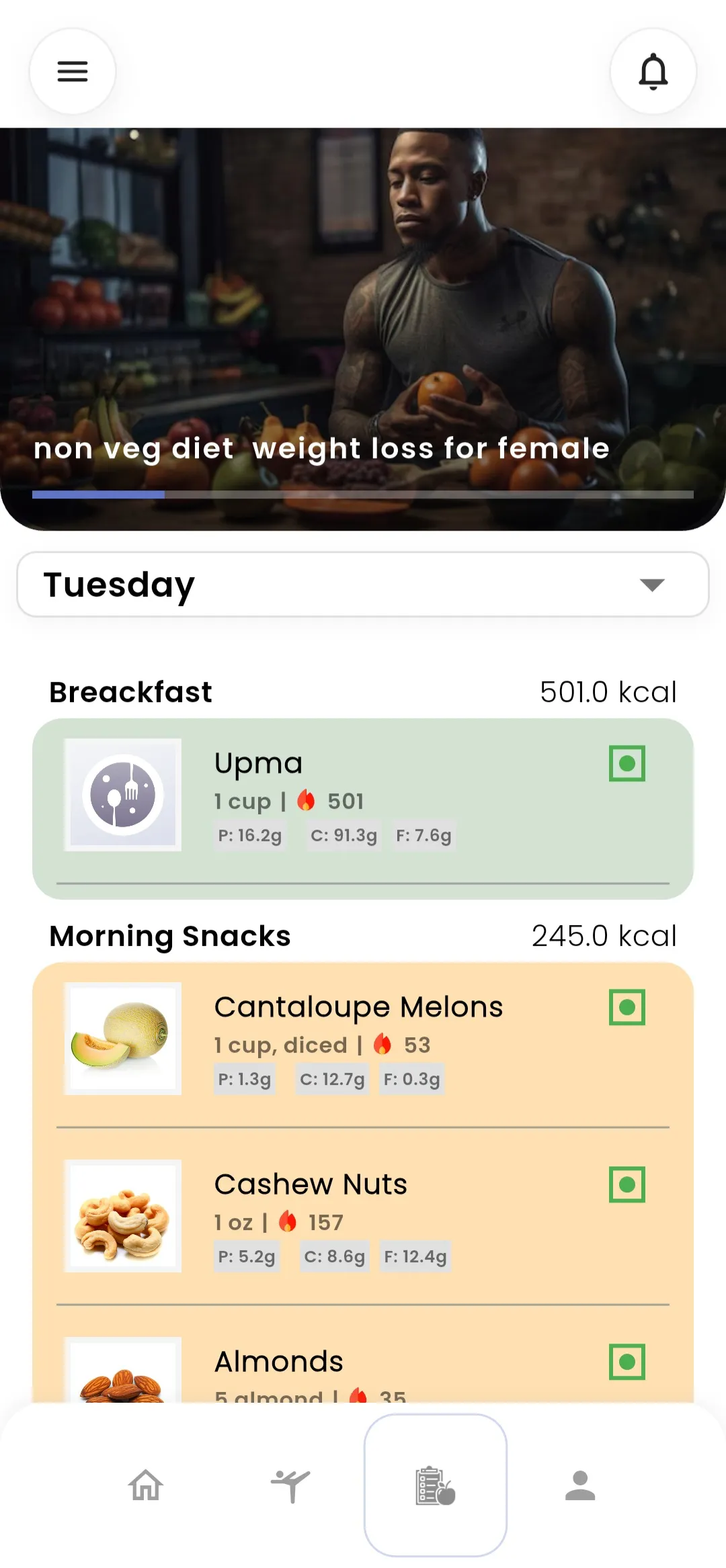 GymSmart Member App Diet Plan