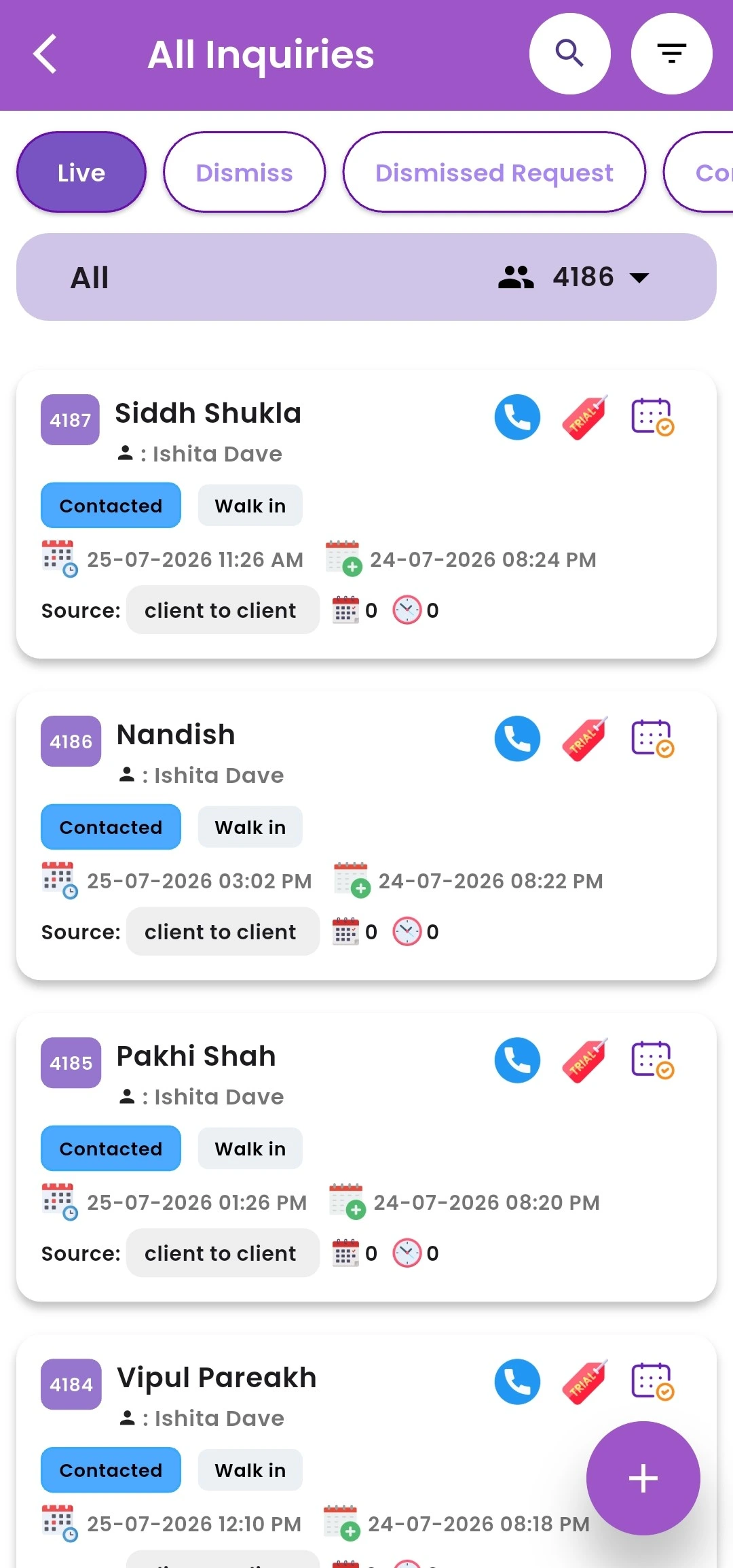 GymSmart Mobile Lead Management Page