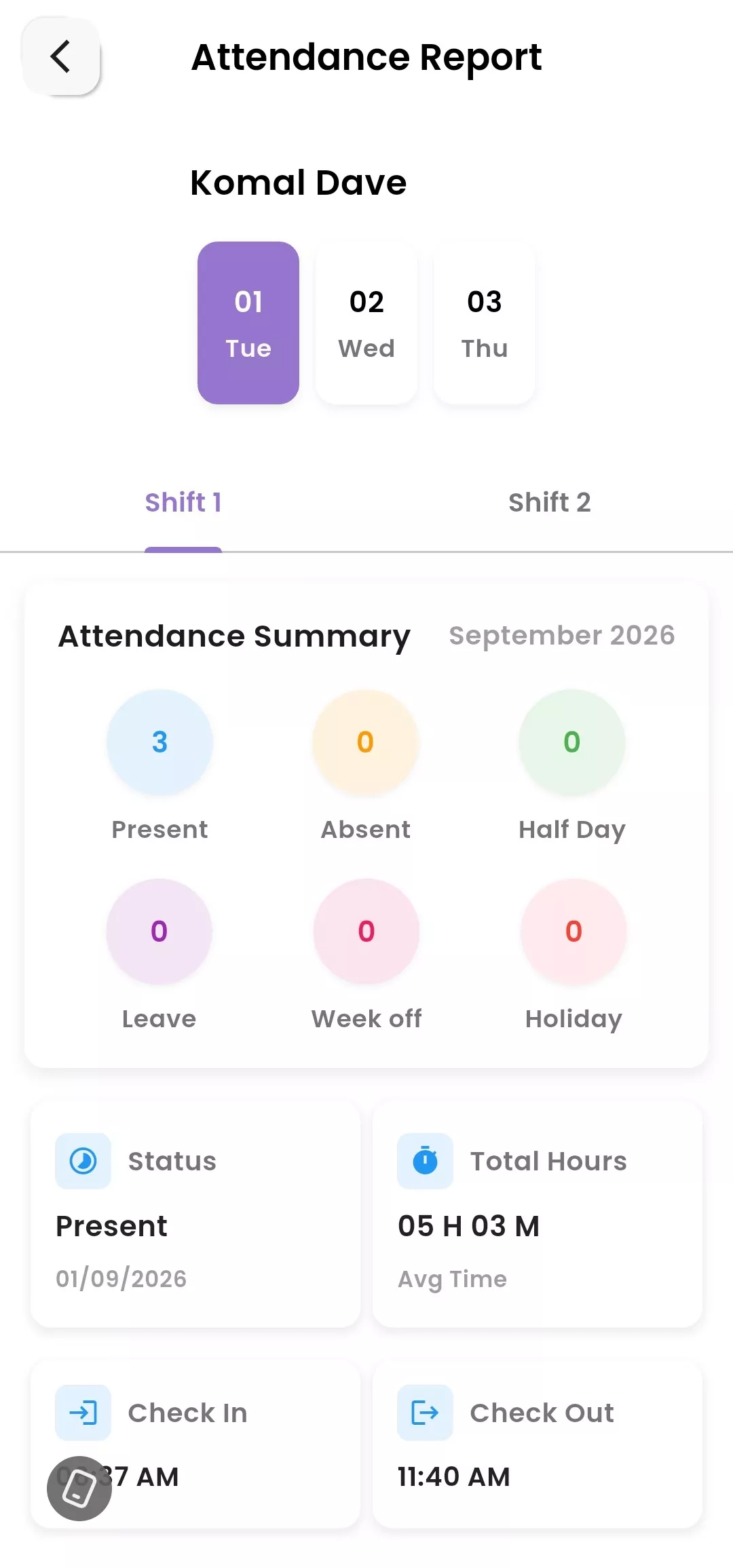 GymSmart Staff Attendance View