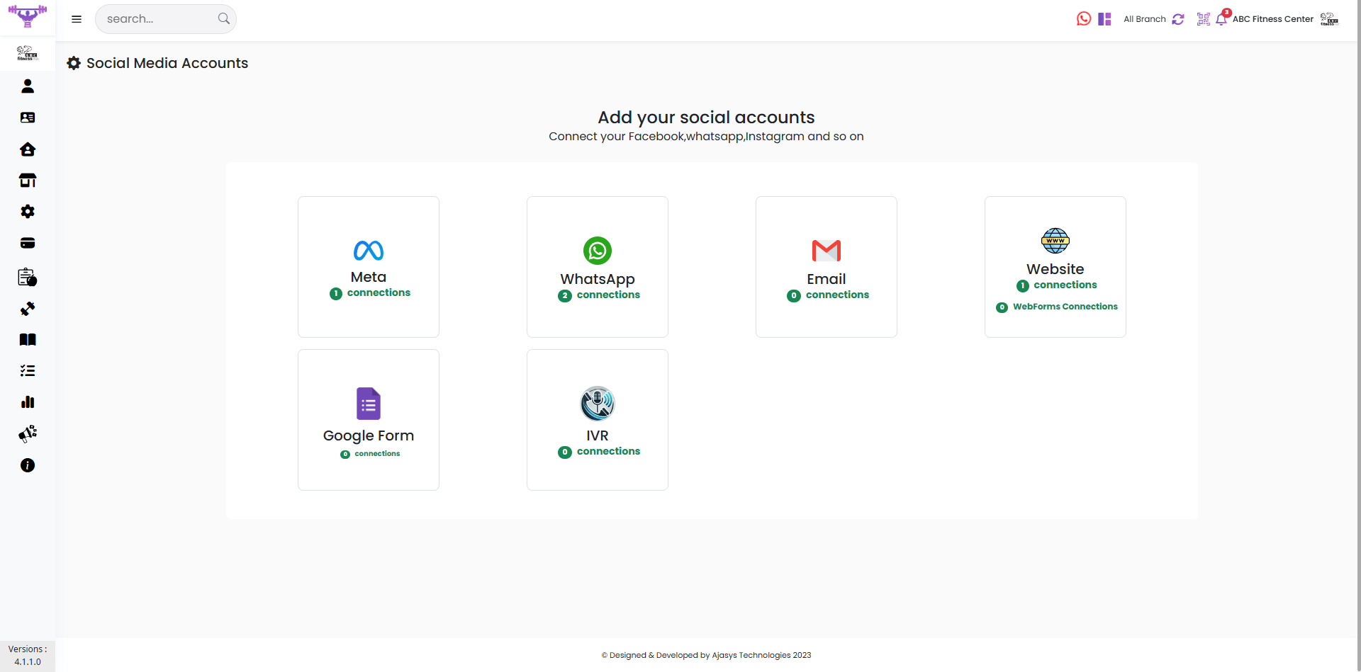 GymSmart Social Media Accounts Integration